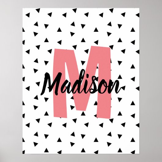 Name mit rosa Monogramm personalisierter Namensdru Poster (Vorne)