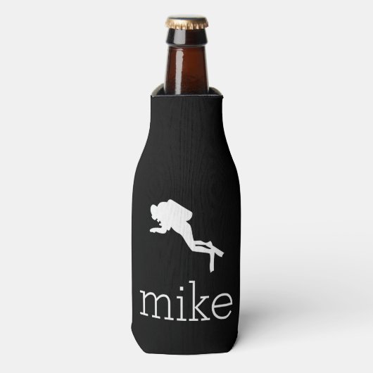 Name mit Scuba Diver Flaschenkühler (Flaschenvorderseite)