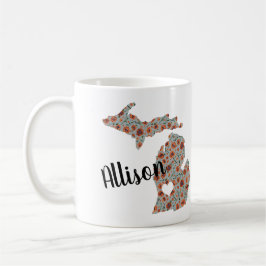 Name mit Staat von Michigan Poppies & Blumendruck Kaffeetasse