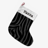 Name mit Zebra-Schwarzem und Grau Großer Weihnachtsstrumpf (Vorderansicht (hängend))