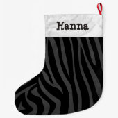 Name mit Zebra-Schwarzem und Grau Großer Weihnachtsstrumpf (Rückseite)