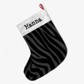 Name mit Zebra-Schwarzem und Grau Großer Weihnachtsstrumpf (Rückseite (Hängend))