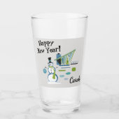 Name, Mitte Jahrhundert Snowman Happy New Year, 16 Glas (Vorderseite)