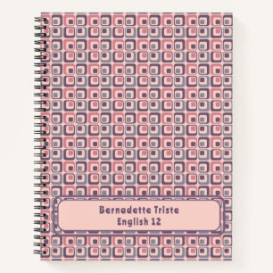Name Mitteljahrhundert Moderne rosa Lila Geometrie Notizblock