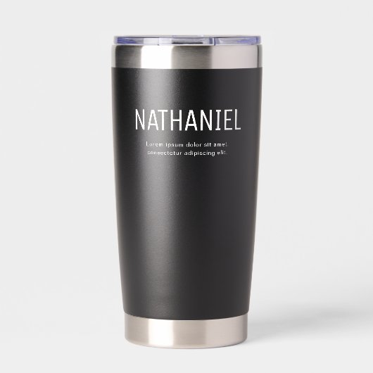 Name Modern Bold Schwarz Thermobecher (Vorderseite)
