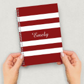 Name Modern Elegant Red And White Stripes Pattern Notizblock