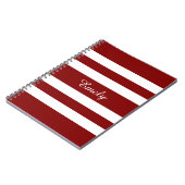 Name Modern Elegant Red And White Stripes Pattern Notizblock (Linke Seite)