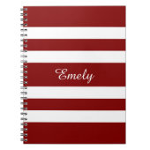 Name Modern Elegant Red And White Stripes Pattern Notizblock (Vorderseite)
