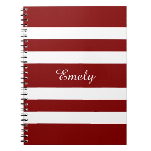 Name Modern Elegant Red And White Stripes Pattern Notizblock (Vorderseite)