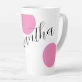 Name Modern Large Pink Polka Dots Milchtasse (Rechte Ecke)