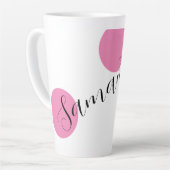 Name Modern Large Pink Polka Dots Milchtasse (Linke Ecke)