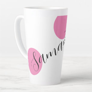 Name Modern Large Pink Polka Dots Milchtasse