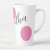 Name Modern Large Pink Polka Dots Milchtasse (Rechts)