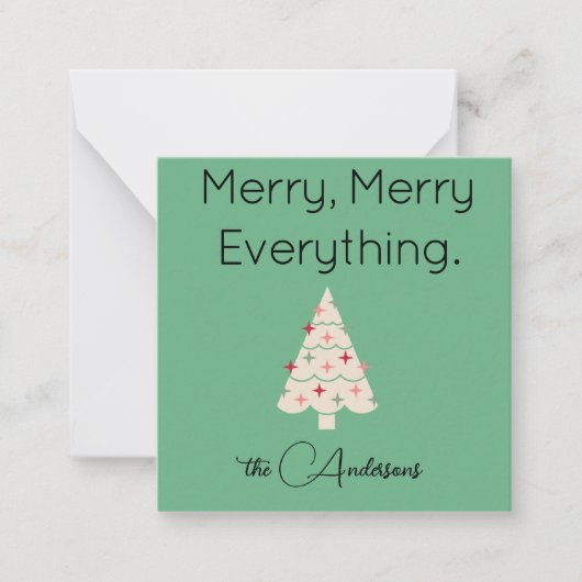 Name || Modern Merry Mini Christmas Flat Note Card Mitteilungskarte (Vorderseite)