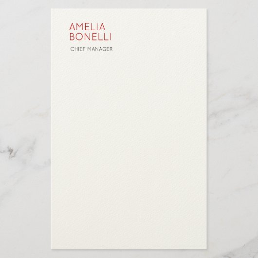 Name Modern Minimalist Professional Plain Casual Briefpapier (Vorderseite)