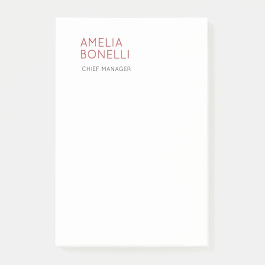 Name Modern Minimalist Professional Plain Casual Post-it Klebezettel (Vorderseite)
