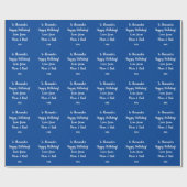 Name Modern Script Typografie Blue Happy Birthday Geschenkpapier (Flach)