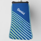 Name Modern trendy Geometric Striping Deep Blue Golf Headcover (Rotieren 90)