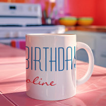 Name, moderne dünne Schrift Happy Birthday Kaffeet