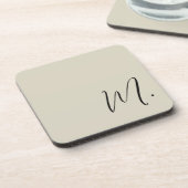 Name Moderne Monogramm-Erstkalligraphie hinzufügen Getränkeuntersetzer (Linke Seite)