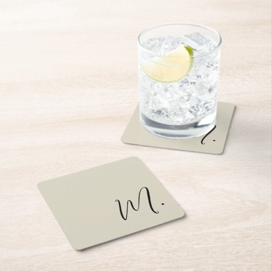Name Moderne Monogramm-Erstkalligraphie hinzufügen Rechteckiger Pappuntersetzer (Vor Ort)