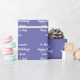 Name Moderne Typografie Periwinkle Happy Birthday Geschenkpapier