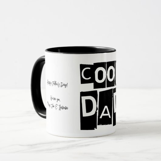 Name Moderner Cooler Vater Schwarz/Weiß Tasse (Vorderseite Links)