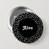 Name Moderner Niedlicher Polka Dot Black und White Button (Vorne & Hinten)