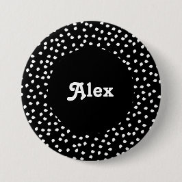Name Moderner Niedlicher Polka Dot Black und White Button