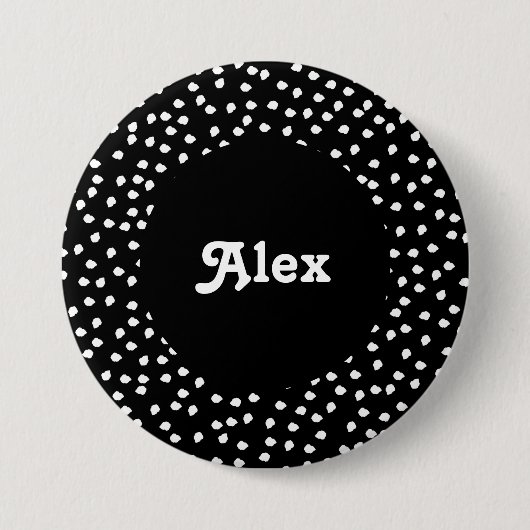 Name Moderner Niedlicher Polka Dot Black und White Button (Vorderseite)