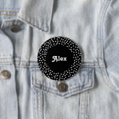 Name Moderner Niedlicher Polka Dot Black und White Button (Beispiel)
