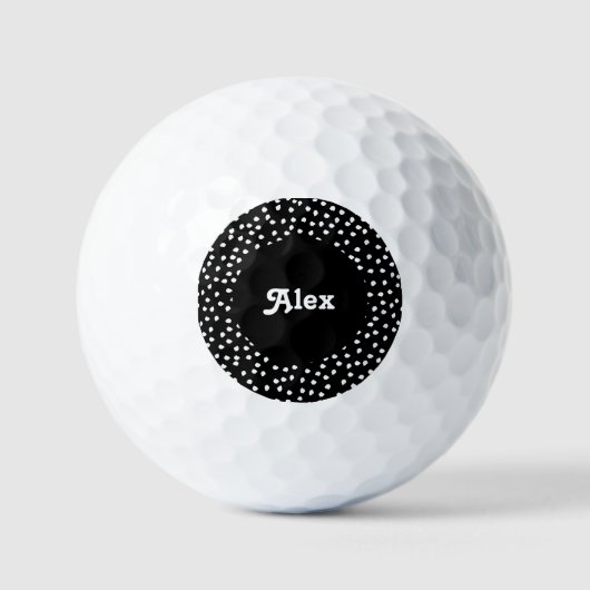 Name Moderner Niedlicher Polka Dot Black und White Golfball (Vorderseite)