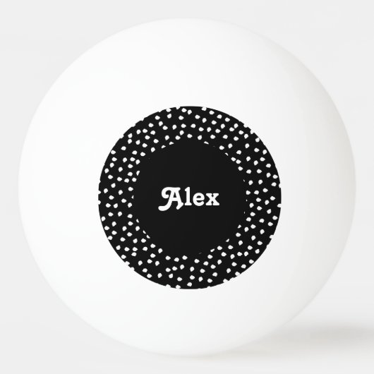 Name Moderner Niedlicher Polka Dot Black und White Tischtennisball (Vorderseite)