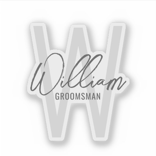 Name moderner Script-Personalisierter Trauzeuge Aufkleber (Vorderseite)