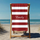 Name Modernes rotes Streifenmuster Strandtuch