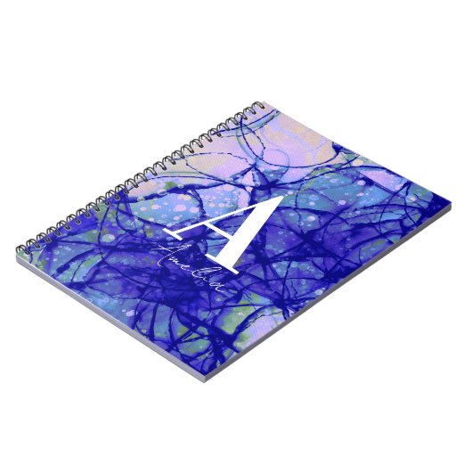 Name | Monogram Abstrakt Blue Notizblock (Linke Seite)