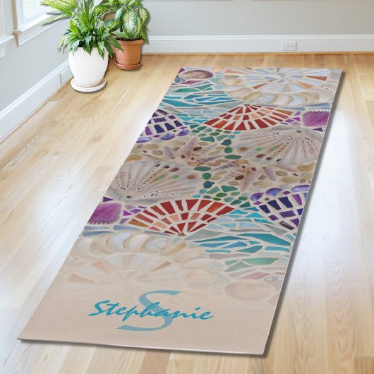 Name Monogram Beach Themed Yogamatte