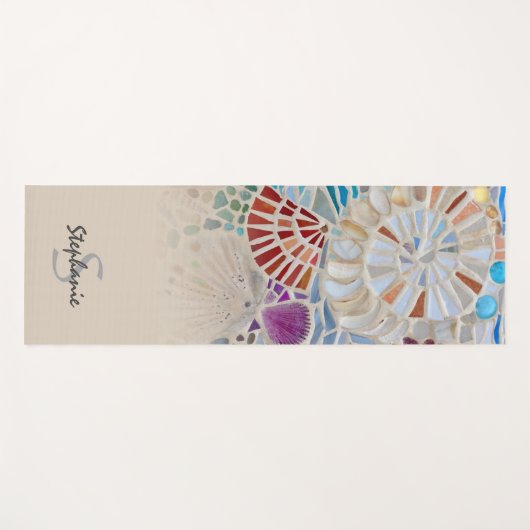 Name Monogram Beach Themed Yogamatte (Vorderseite (Horizontal))