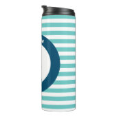 Name Monogram Beautiful Mermaid Turquoise Streifen Thermosbecher (Nach rechts gedreht)