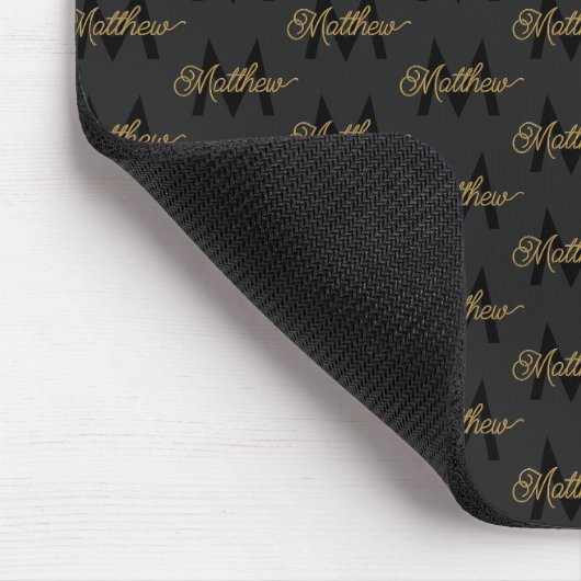 Name & Monogram Black & Gold Chic Klassiker Mens h Mousepad (Ecke)