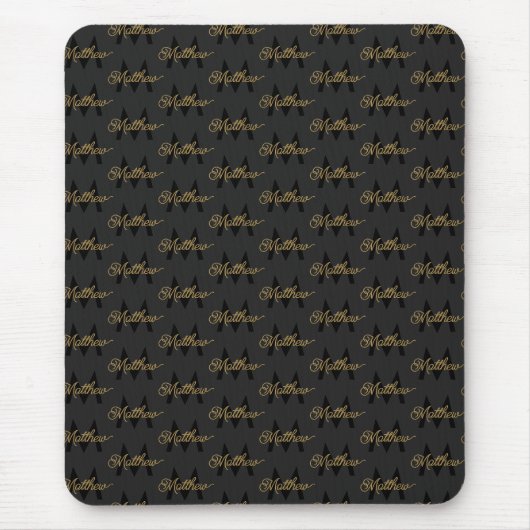 Name & Monogram Black & Gold Chic Klassiker Mens h Mousepad (Vorne)