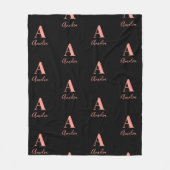 Name Monogram Black Rose Gold Fleecedecke (Vorderseite)