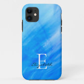 Name Monogram Blue Case-Mate iPhone Hülle (Rückseite)