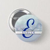 Name | Monogram Blue Watercolor Button (Vorne & Hinten)