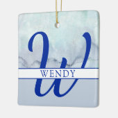 Name | Monogram Blue Watercolor Keramikornament (Links)