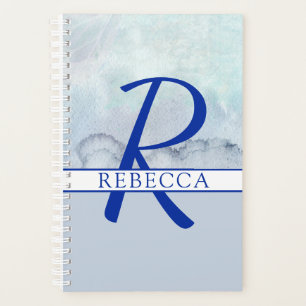 Name Monogram Blue Watercolor Planer