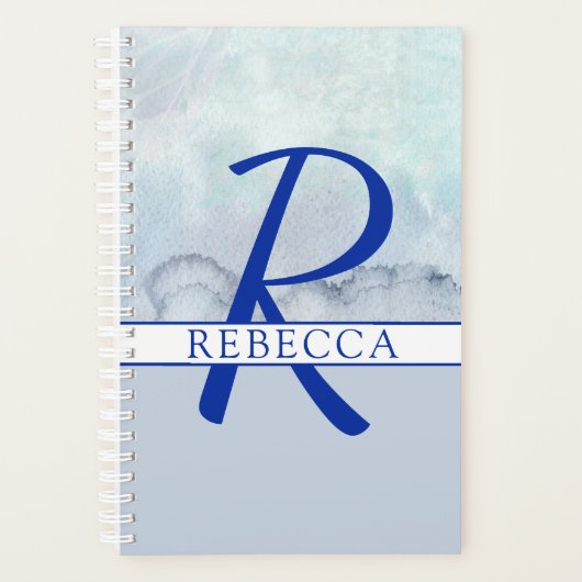 Name | Monogram Blue Watercolor Planer (Vorderseite)