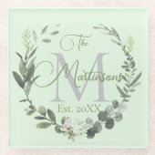 Name Monogram Botanic Glasuntersetzer (Vorderseite)