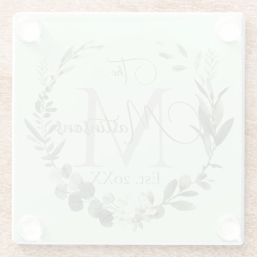 Name Monogram Botanic Glasuntersetzer (Rückseite)