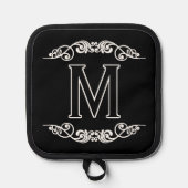 Name Monogram Chic Antique Filigree Scroll Topflappen (Vorderseite)